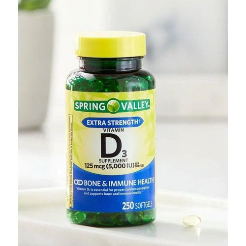 product_image_name-Spring valley-Extra Strength Vitamin D3 125 mcg (5,000 IU) – 250 Softgels-1