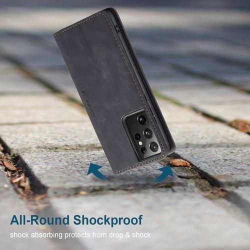 product_image_name-Generic-Caseme For Samsung Galaxy S21 Ultra 5G Suede PU Leather Wallet Case Flip Folio Stand View Shock-proof Book Matte PU Cover With Card/Cash Slots Kickstand Magnetic Closure-3