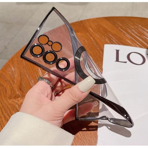 product_image_name-Samsung-Galaxy S21 Ultra Case with Electroplated Clear Slim Design - Camera Protection, Shockproof, MagSafe Compatible, Black Edge-6