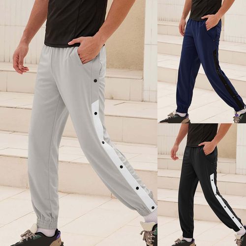 Men's Tear Away Pants Basketball Casual Training Warm Up Loose Open Leg  Sweatpants With Pockets