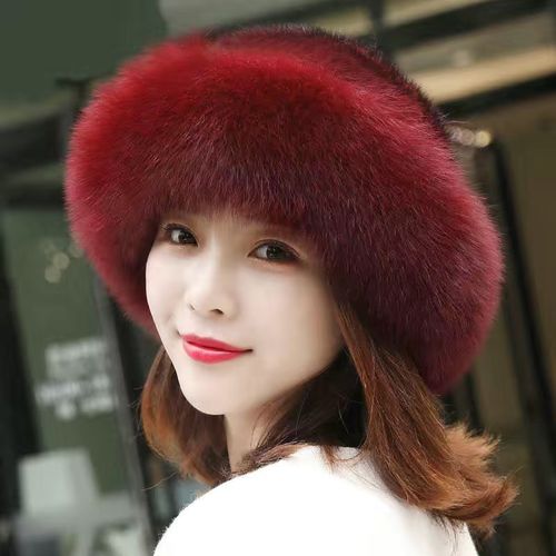 Fashion （wine Red）Fur Hat Women Warm Snow Ski Cap Female Faux