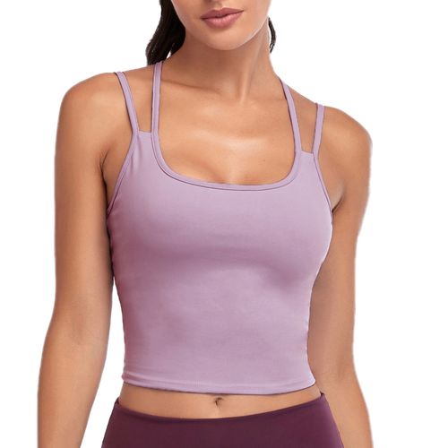 Generic Women 2-in-1 Camisole Sports Bra Removable Pad Criss-cross