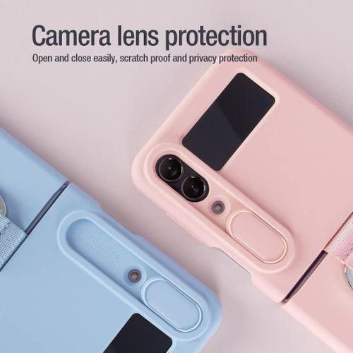 product_image_name-Generic-Nilkin CamShield Silky Silicon Case for Samsung Galaxy Z Flip 4 (6.7 Inch) Soft Liquid Silicon+PC Finish Slide Camera Protection Cover with Ring Loop for Galaxy Z Flip 4-3