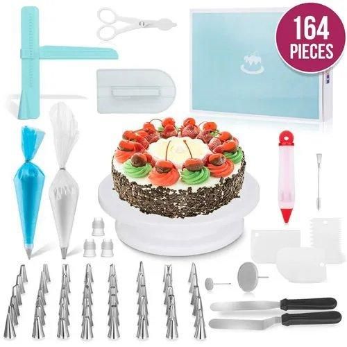 product_image_name-Generic-164 PCS Cake Decor Cake Kit Cake Decorating Stand Tools Kitchenware Bake Ware Kitchen Ware Kitchen Items Kitchen Tools-1