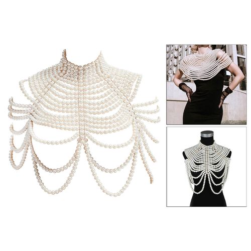 Fashion Women Costume Choker Pearl Necklace Body Jewelry White