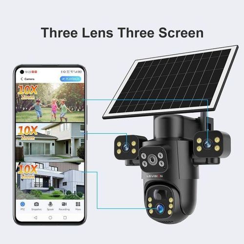 product_image_name-Solar Light- Built In Rechargeable Battery Auto Human Tracking Stand Alone V380 PRO 12MP 4G PTZ Rotating 4 Eyes 3 Pictures Outdoor Security Surveillance Solar Camera with Ai-Based Human Motion Detection And Tracking-1