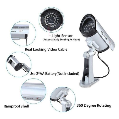 product_image_name-Generic-Dummy Wireless Camera Plastic Fake CCTV Camera With Simulation Antena Red Led Flashing AA Battery Surveillance Security System-1