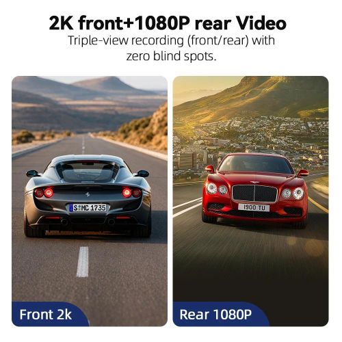 Dash Cam 2K UHD Recording Car Camera DVR Night Vision Video Recorder Built-In Wi-Fi Support GPS 24H Parking