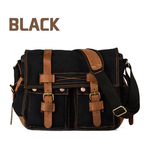 Fashion Canvas Leather Mens Large Crossbody Bag Male Messenger Bag ...