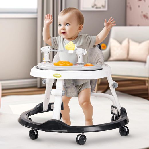 Flushrenic 3 in 1 Baby Walker With Parent Push Handle, baby stroller, with Musical Toy Bar,Adjustable Height Multifunction and Big Comfortable Seat Cushion, Detachable Trampoline Mat for Infants Boys Girls(Black) - image 4