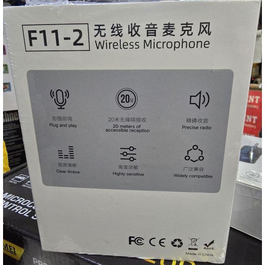 Generic F11-2 Wireless Microphone System for Content Creators Dual Clip-On Lavalier Mics Approx. 20M Range Universal Receiver and Fuzzy Windshield Covers - image 2