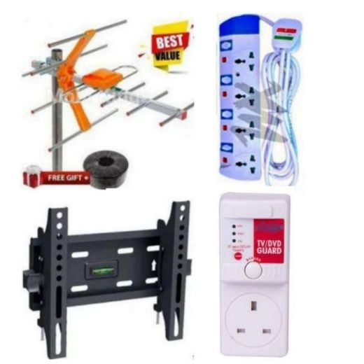 Skilltech TILT MOVING WALL MOUNT FOR 32 & 43 Inch TVs // 15"-43" TILT MOVING WALL MOUNT BRACKET + FREE GIFTS TV GUARD,DIGITAL TV ANTENNA & 4-WAY POWER EXTENSION CABLE SOCKET WITH SAFETY SWITCHES 