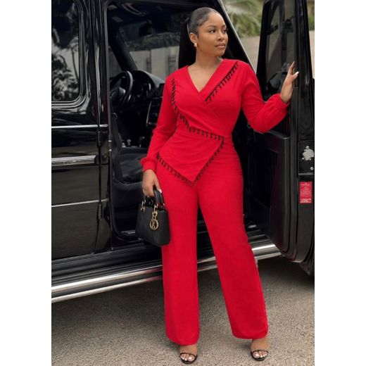 Fashion Elegant beaded wrap jumpsuit - image 2