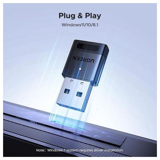 Ugreen USB Bluetooth Adapter, 5.4 Dongle for PC, Plug & Play for Windows 11/10/8.1, Bluetooth Receiver & Transmitter for Keyboard/Mouse/Headphone/Speakers/Printer