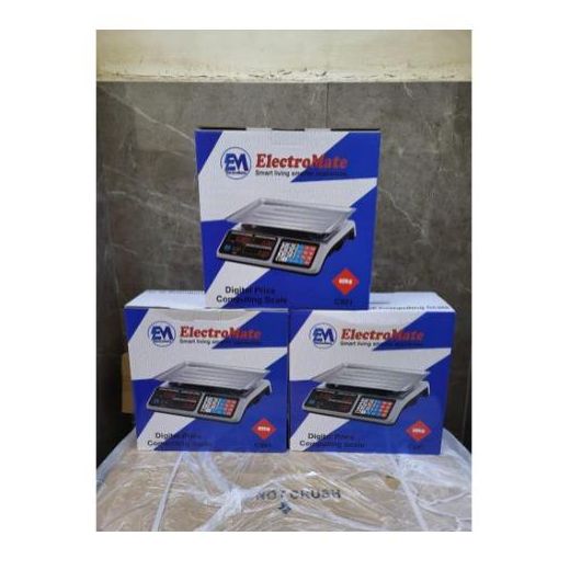 ElectroMate 40kgs Digital Price Computing Scale No Arm – High Precision Electronic Weighing Scale for Grocery, Market, and Retail Use with LCD Display and Tare Function
