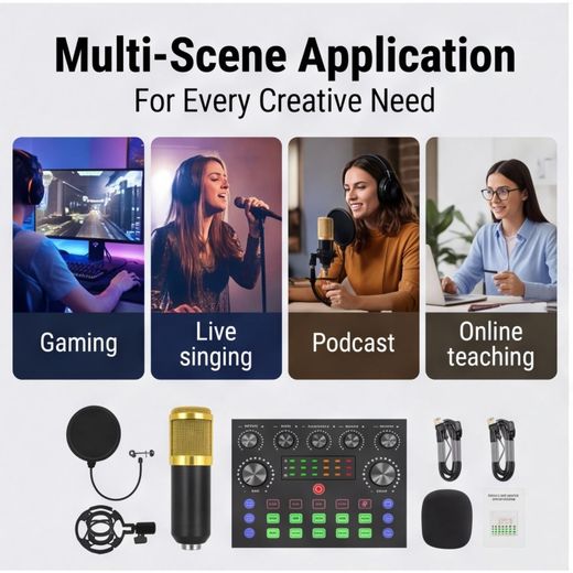 Generic BM800 Professional Microphone Kits Condenser Mic with Live Sound Card for Computer Audio Recording Studio Live Broadcast Karaoke - image 4