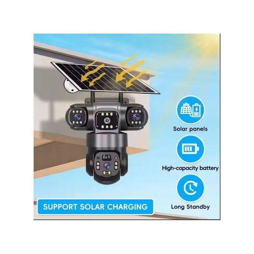 Generic 4G Triple Lens Solar CCTV Camera 360 Degrees View High Quality View 12MP Full HD Camera Water Proof Camera - image 2
