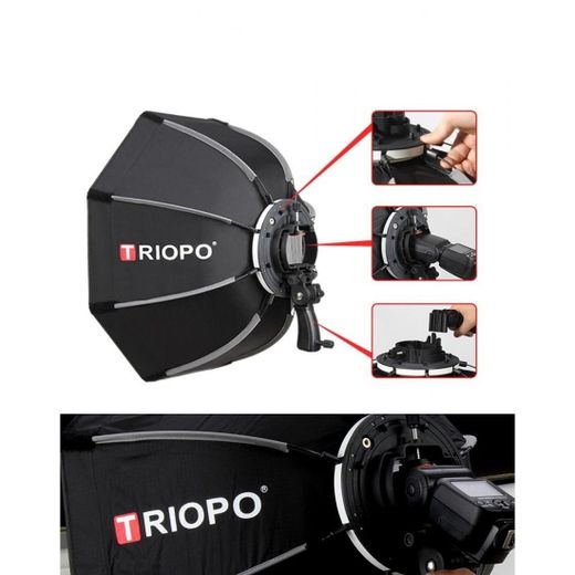 TRIOPO 90cm / 35" Deep Octagon Umbrella Speedlite Softbox with Flash Bracket - image 2