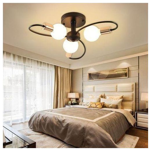 Modern Ceiling Light, 3-Light Chandelier (Bulbs Included) - Black