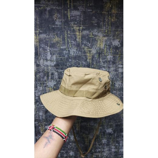 Tactical brown Boonie Bucket Hat Outdoor Sports Sun Fishing Hiking Climbing Hats 60CM