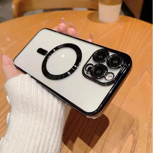 Generic Apple iPhone 16 Pro Phone Case Strong Magnetic Clear cover Non-Yellowing Compatible with MagSafe, Full Camera Lens Protector Plating Shockproof Soft Clear Case for Men and Women iPhone 16 Pro