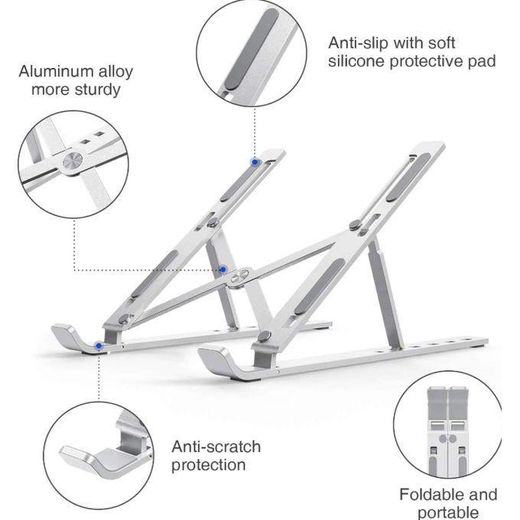 Generic Professional Aluminium Laptop Stand Portable Foldable Height Adjustable Notebook Computer Holder for Home Office Business Gaming and Online Learning - image 3