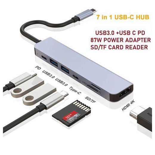 Generic 7 in 1 USB C Hub to 4K HDMI-compatible Type C Adapter OTG Thunderbolt 3 Dock with PD TF SD for Macbook Pro/Air iPad XPS Surface USB3.0 7IN1 HUB - image 2