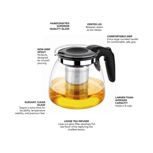 Generic Glass Kettle Glass Teapot with Removable Stainless Steel Infuser, Stovetop & Microwave Safe Tea Pot for Loose Leaf Tea Hot Water Kettle Teapot Boiler Stovetop Safe Kettle (1000ml) - image 4