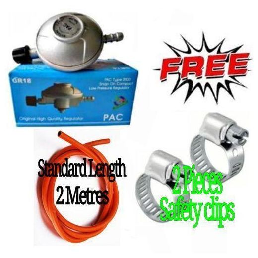 Pac NEW ARRIVAL: 6KG REGULATOR GAS KIT FOR SINGLE/DOUBLE BURNER + FREE 2M PIPE & SAFETY CLIPS – SAFE, DURABLE & EASY TO USE IN KITCHENS