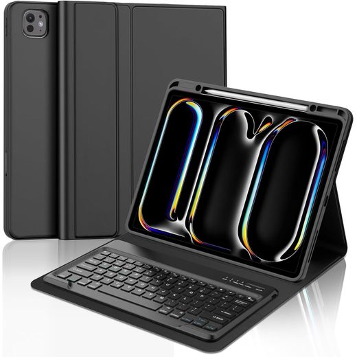 Generic iPad Pro 13 inch Case with Keyboard (M4) 2024, Magnetic Detachable Wireless Bluetooth Keyboard, Slim Folio Protection Cover with Pencil Holder, Keyboard Case for iPad Pro 13”
