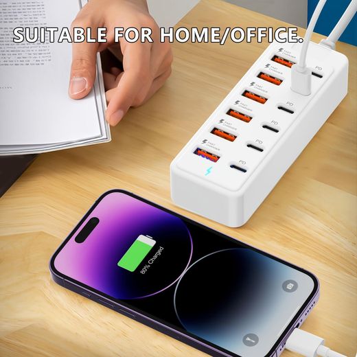 Generic 12-Port USB Fast Charging Station - 6×Type-C PD + 6×USB-A Ports, Each with a Maximum of 25W, Compact Design, High-Speed Charging, Suitable for Laptops/Tablets/Multiple Devices, Workspace Power Hub, Designed for Tech Enthusiasts - image 4
