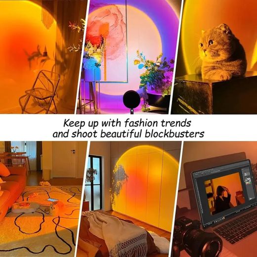 Generic Sunset lamp projector RGB floor light mood Night light, artistic minimalist LED light adjustable photography light - image 3