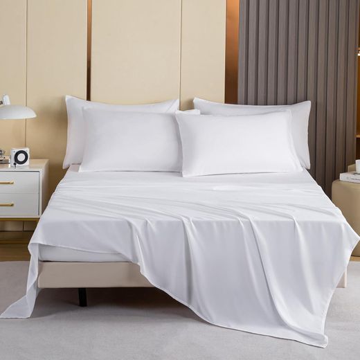 Generic Premium Pure White Plain Bedding Set - 100% Pure Cotton 5x6 (80x90) Luxury Bed Sheets - Breathable Soft Hotel Collection Bedding - Includes 1 Bedsheet and 2 Matching Pillowcases - image 2
