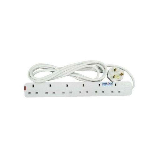 Power King 6-Way Extension Cable with 6 AC Outlets, 13A Overload Protection, 2M Heavy-Duty Heat-Resistant Cord for Home & Office Use (WHITE) - image 4