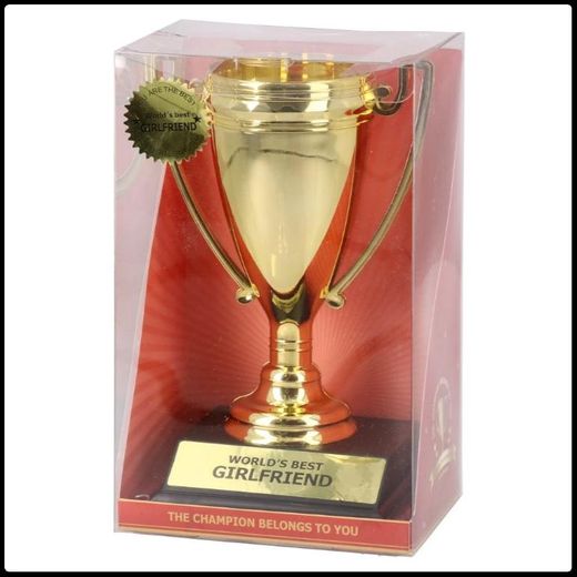 Generic A small  "World's Best Girlfriend" novelty trophy, in gold and brown - image 2