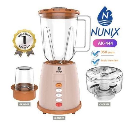 Nunix 3 In 1 Multifunction Blender With BLENDER ,CHOPPER AND Grinding Machine 1.5 Ltrs 350W AK-444