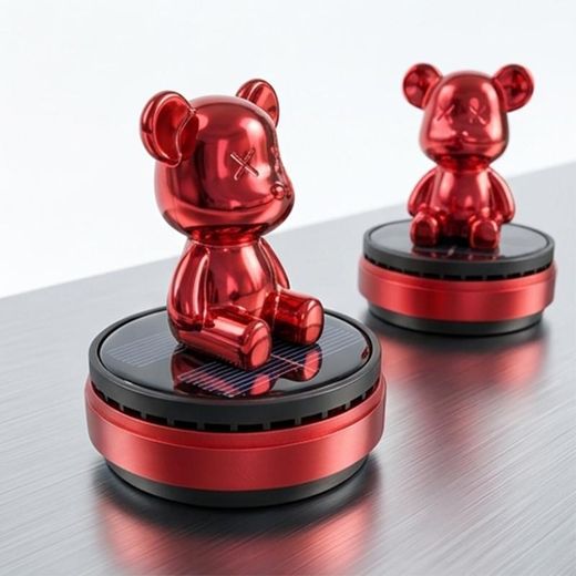 Generic Solar Car Air Freshener Rotating Bear Aromatherapy Ornament Essential Oil Diffuser for Vehicle Dashboard - image 4