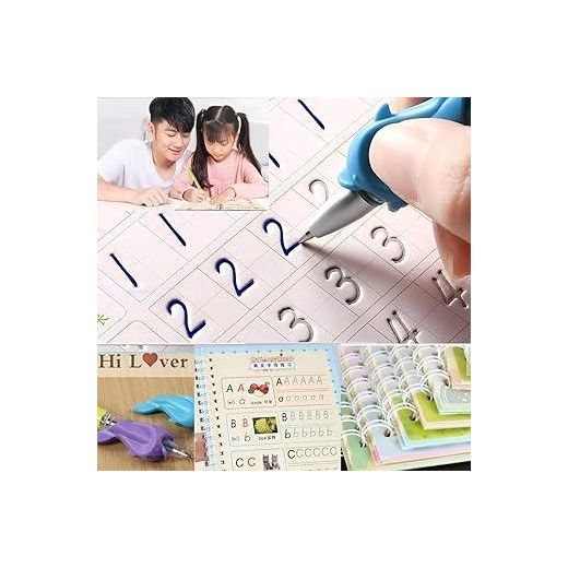 Generic 4 pcs set Magic book- magic book-Magic book for Boy &Girls with refills and hand grip Original Magic Book-Boy &Girls Learning Book-Magic Practice Copybook-Magic Calligraphy Copybook Magic Sank Learning Practice Books Set - image 4