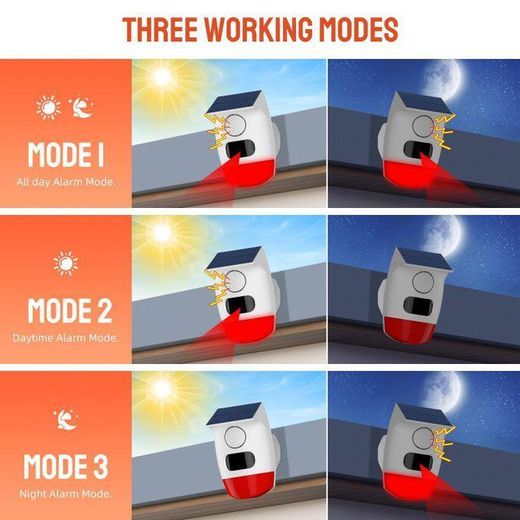 Generic Remote Control Solar  Alarm With Anti-Theft Infrared Induction PIR Sensor Light Device for  Home Security - image 4