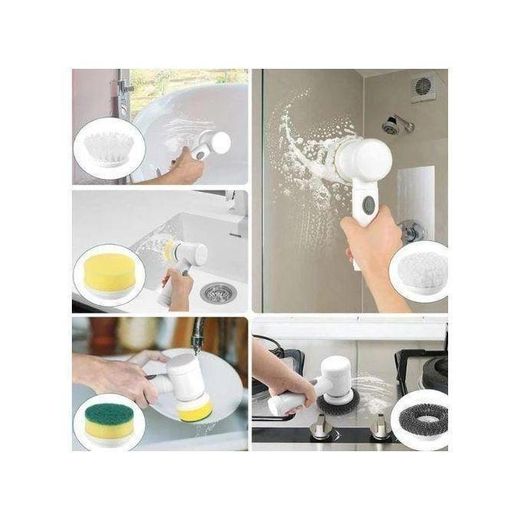 Magic Multifunctional 5 In 1 Electric Household Brush, ABS Nylon Kitchen Bathtub For Cleaning Tub, Tile, Floor, Sink, Window, Kitchen Window Brush Cleaner (white)
