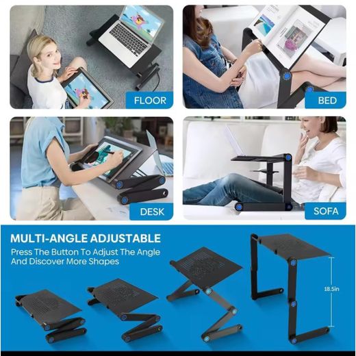 Generic Adjustable Portable Laptop Desk Stand – Foldable Metal Lap Desk for Bed, Sofa & Office - image 4