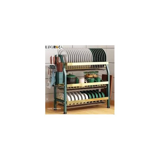 Generic 3-Tier Dish Drying Rack – Kitchen Organizer with Utensil Hooks & Towel Holder - image 4