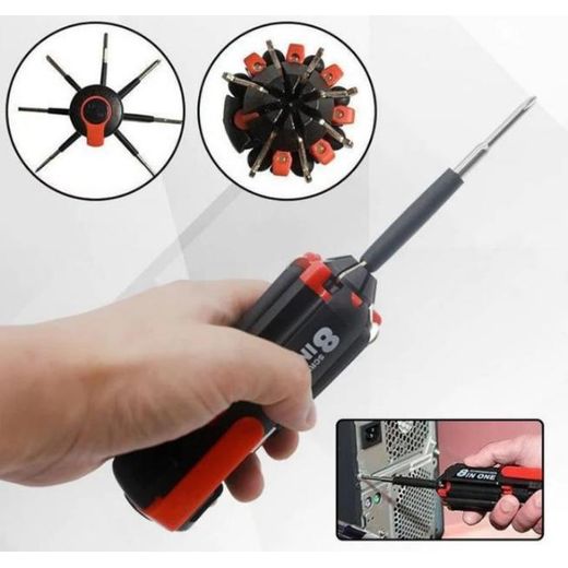 Generic Multifunctional 8 in 1 screwdriver set with working light or flashlight - image 3