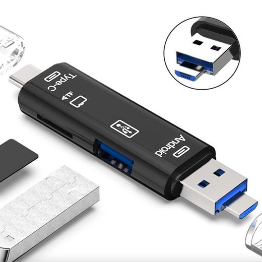 Generic 5 in 1 Memory Card Reader USB, OTG & TYPE-C CARD READER High Speed Type C/Micro USB Hub SD TF Memory Card Reader OTG Adapter Connector Memory Card Reader - image 3