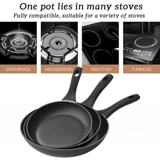 Generic 3 Piece Non-Stick Frying Pan Set ,Cookware Set - 20/22/24cm - Black - image 2
