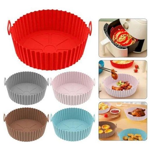 Generic 3Pack Air Fryer Silicone Pot, Reusable Food Grade Silicone Air Fryer Liners Round Air Fryer Basket Easy Clean for Oven, Fryer, Microwave - multicolored - 2 pack