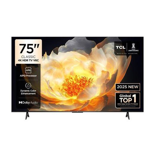 TCL 75" 4K UHD 2025 LATEST GOOGLE TV, VOICE CONTROL, GOOGLE ASSISTANT, BUILT-IN WI-FI, NETFLIX, AMAZON PRIME VIDEO, FRAMELESS- 75V6C