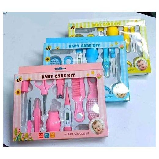 Fashion 10-Piece Baby Grooming Kit - Soft Brush, Nail Clipper, Thermometer, Travel Case - Ages 0-2 - image 2
