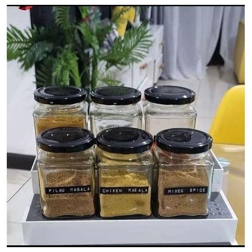 Kitchen Utensil Glass Spice Jars/Spice jars 250ml square jars (no labels - image 3