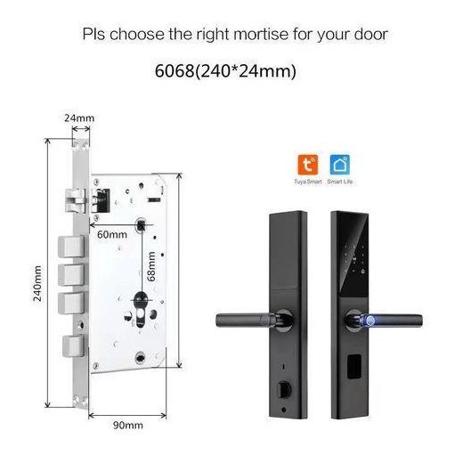 Generic SMART BIOMETRIC LOCK Recognition smart lock for front Door Tuya Electronic Biometric Fingerprints,Password,key,Remote unlocking, - image 4
